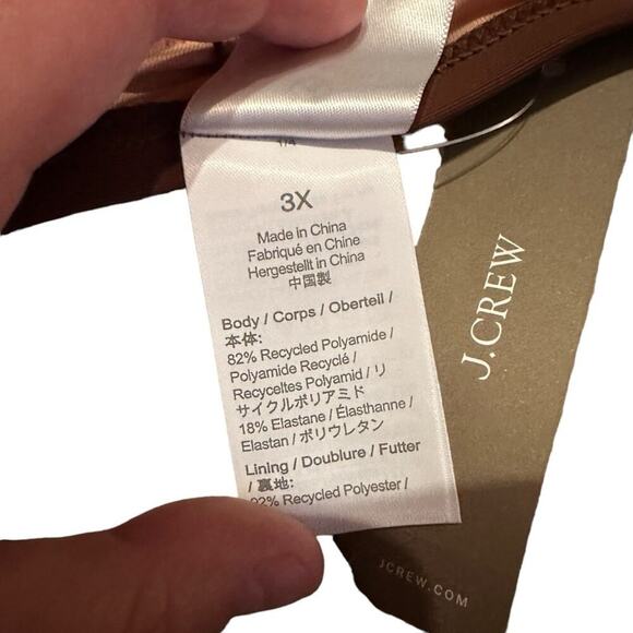 J. Crew O-Ring Tie-Shoulder Bikini Swim Top in Brown Sz 3XL‎ Plus NEW - Picture 4 of 5